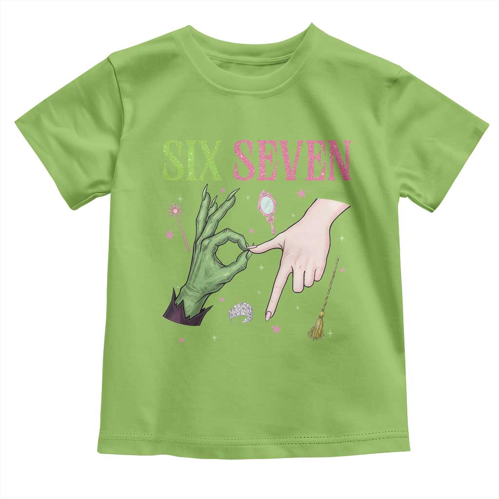 Funny Six Seven Witch Pink And Green Broomstick Magic Wand Toddler T Shirt TS11 Lime Print Your Wear