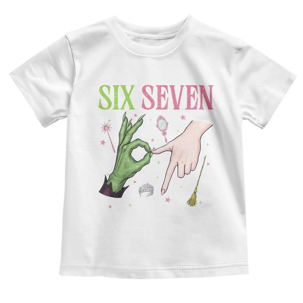 Funny Six Seven Witch Pink And Green Broomstick Magic Wand Toddler T Shirt TS11 White Print Your Wear