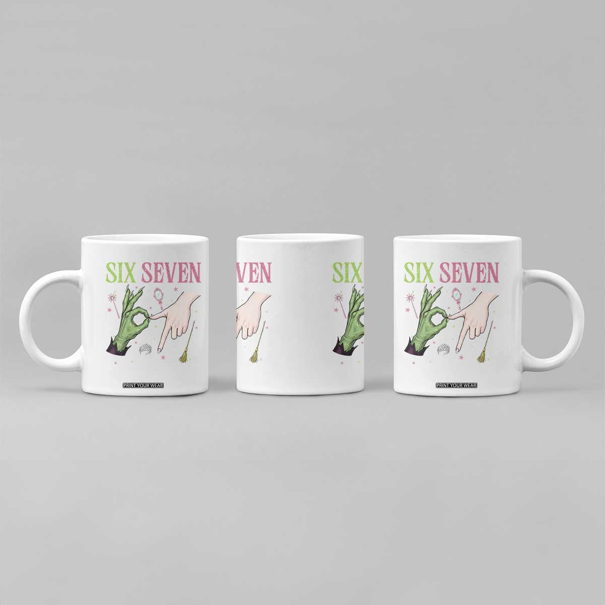 Funny Six Seven Witch Pink And Green Broomstick Magic Wand Coffee Mug TS11 Print Your Wear