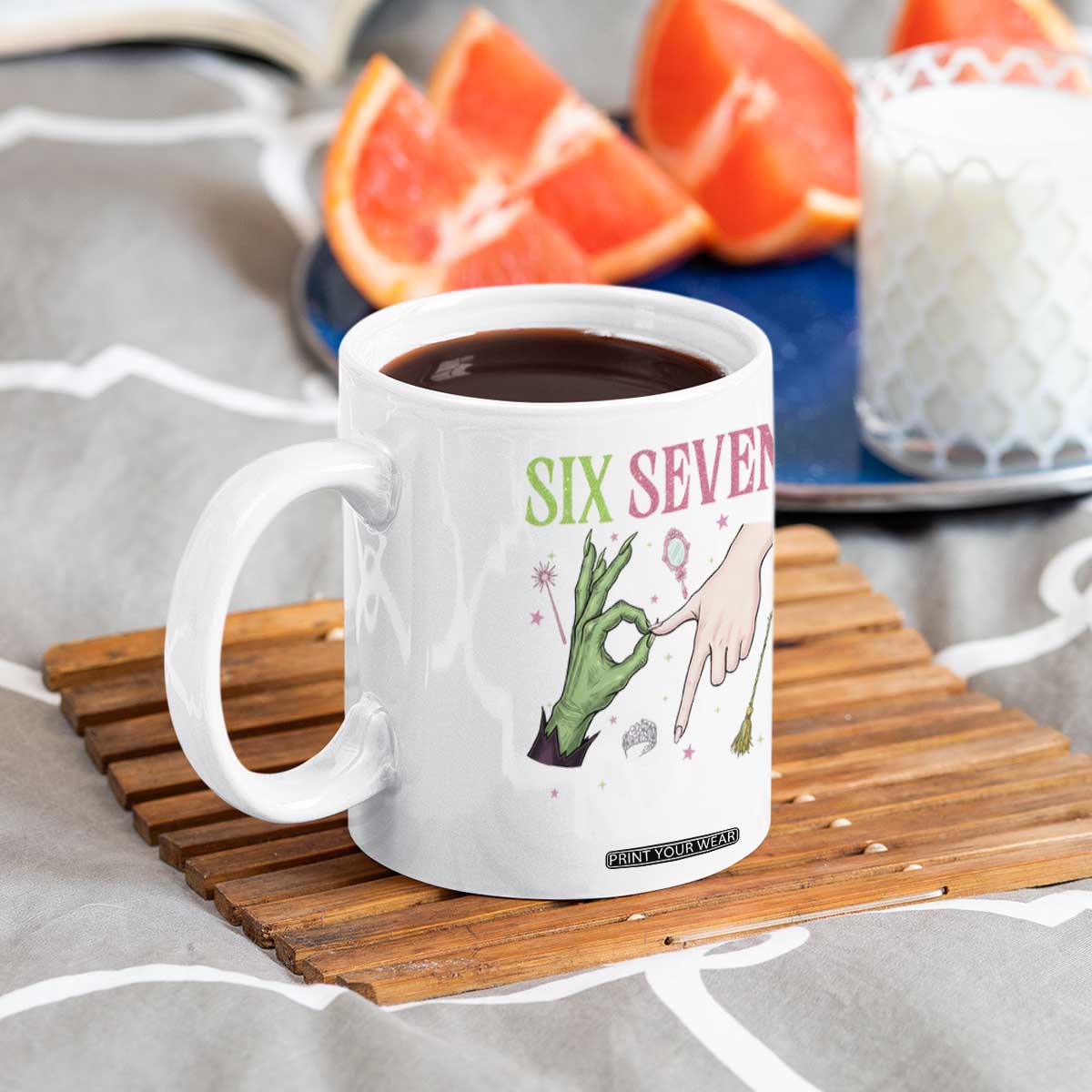 Funny Six Seven Witch Pink And Green Broomstick Magic Wand Coffee Mug TS11 Print Your Wear