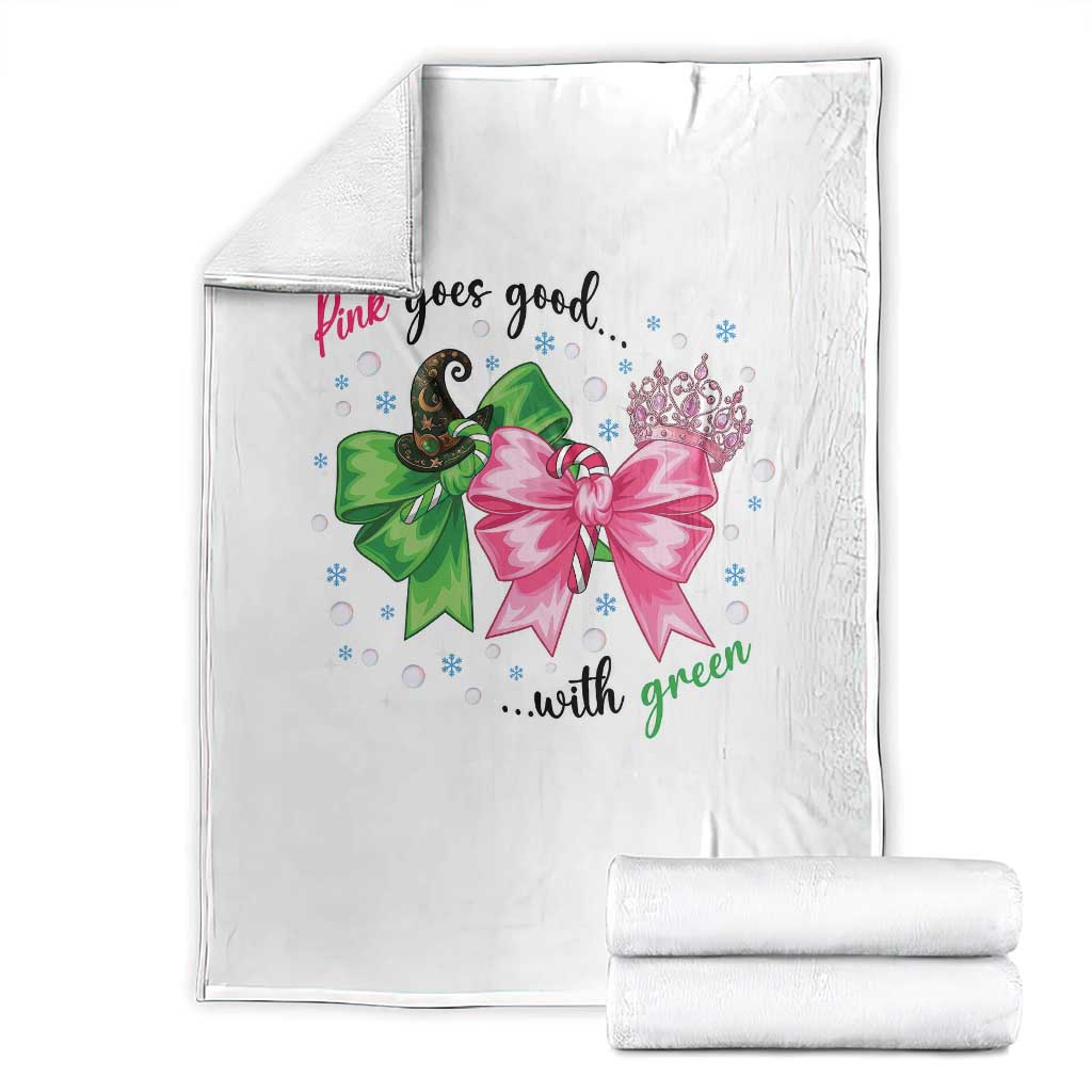 Funny Christmas Witch Pink Goes Good With Green Throw Blanket TS11 White Print Your Wear