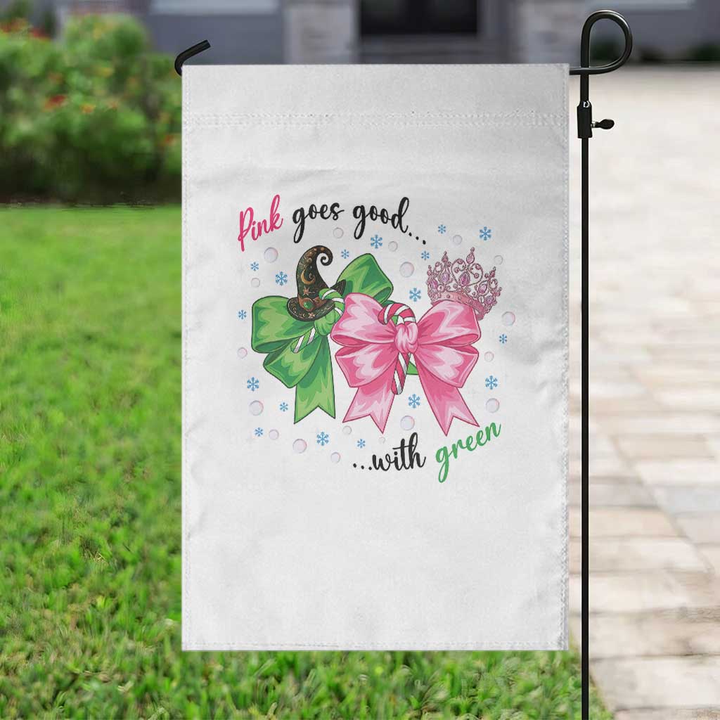 Funny Christmas Witch Pink Goes Good With Green Garden Flag TS11 Print Your Wear