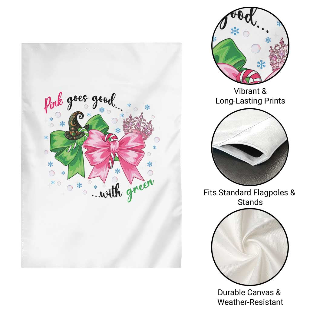 Funny Christmas Witch Pink Goes Good With Green Garden Flag TS11 Print Your Wear