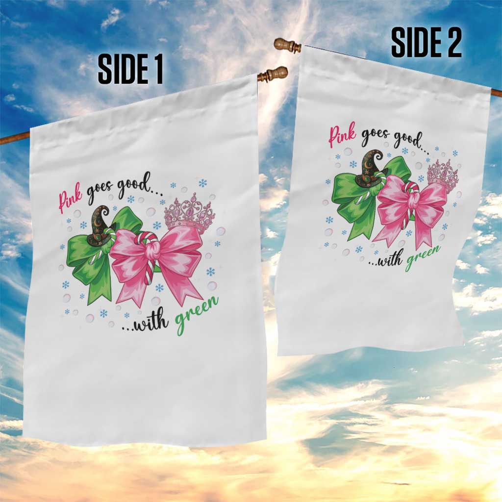 Funny Christmas Witch Pink Goes Good With Green Garden Flag TS11 Print Your Wear
