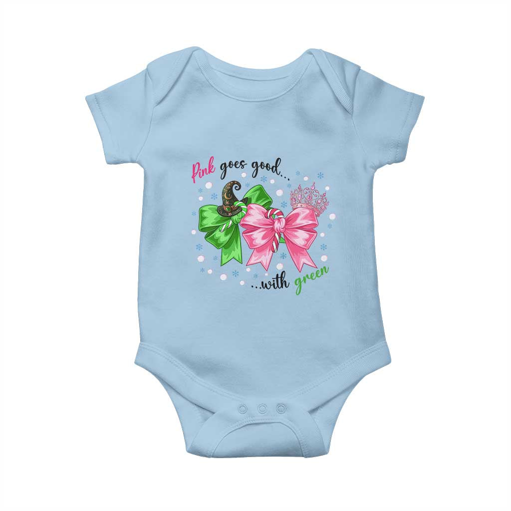 Funny Christmas Witch Pink Goes Good With Green Baby Onesie TS11 Light Blue Print Your Wear