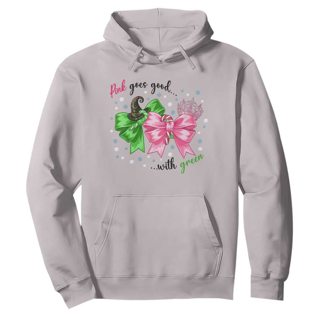 Funny Christmas Witch Pink Goes Good With Green Hoodie TS11 Ice Gray Print Your Wear
