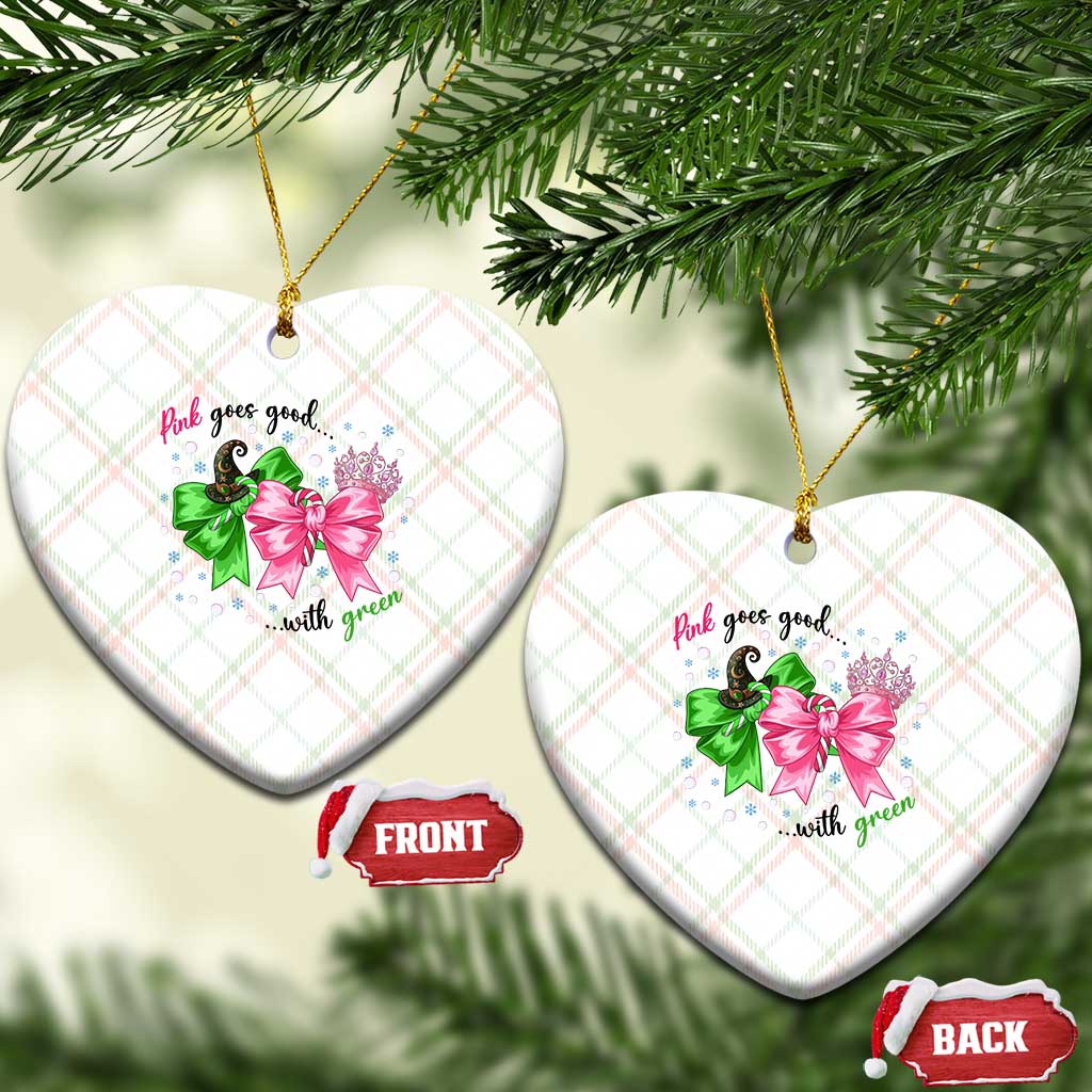 Funny Christmas Witch Pink Goes Good With Green Ceramic Ornament TS11 Print Your Wear