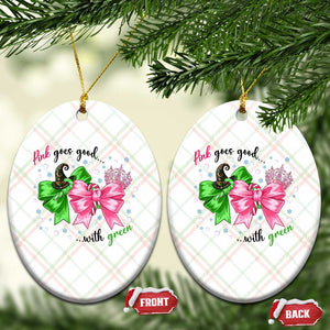 Funny Christmas Witch Pink Goes Good With Green Ceramic Ornament TS11 Print Your Wear