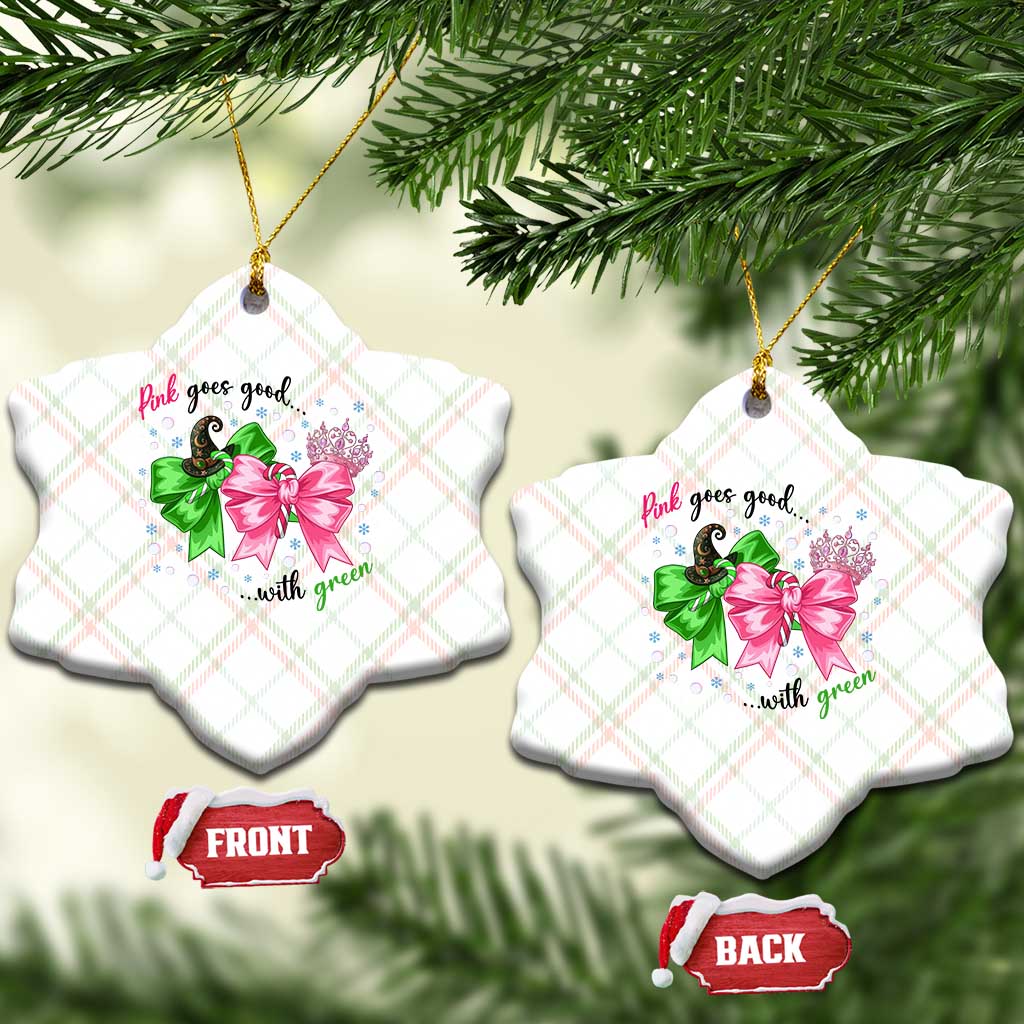 Funny Christmas Witch Pink Goes Good With Green Ceramic Ornament TS11 Print Your Wear
