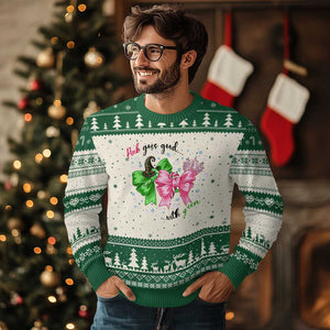 Funny Christmas Witch Pink Goes Good With Green Ugly Christmas Sweater TS11 Beige Green Print Your Wear