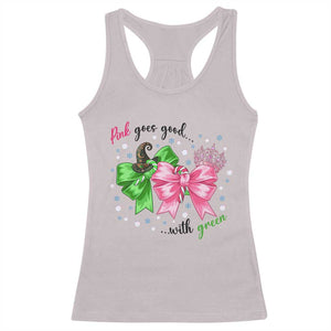 Funny Christmas Witch Pink Goes Good With Green Racerback Tank Top TS11 Ice Gray Print Your Wear