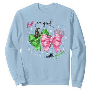 Funny Christmas Witch Pink Goes Good With Green Sweatshirt TS11 Light Blue Print Your Wear