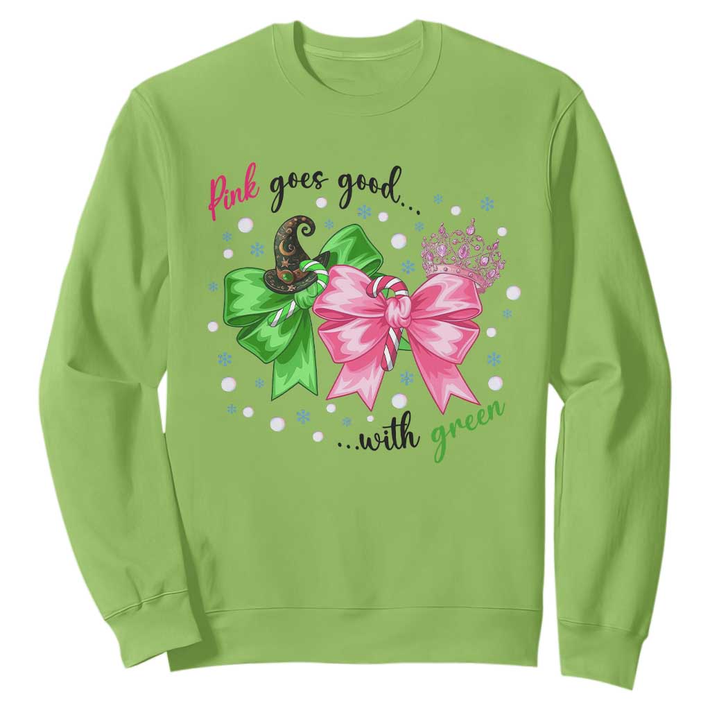 Funny Christmas Witch Pink Goes Good With Green Sweatshirt TS11 Lime Print Your Wear