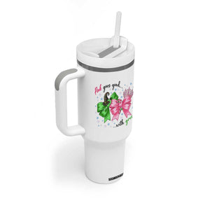Funny Christmas Witch Pink Goes Good With Green Tumbler With Handle TS11 Print Your Wear