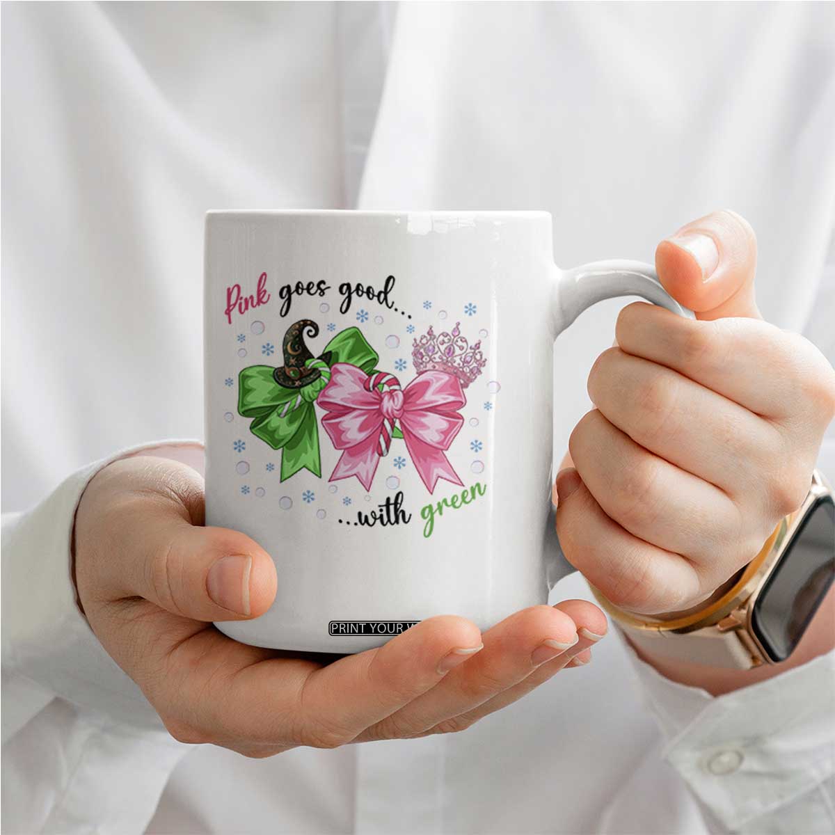 Funny Christmas Witch Pink Goes Good With Green Coffee Mug TS11 Print Your Wear