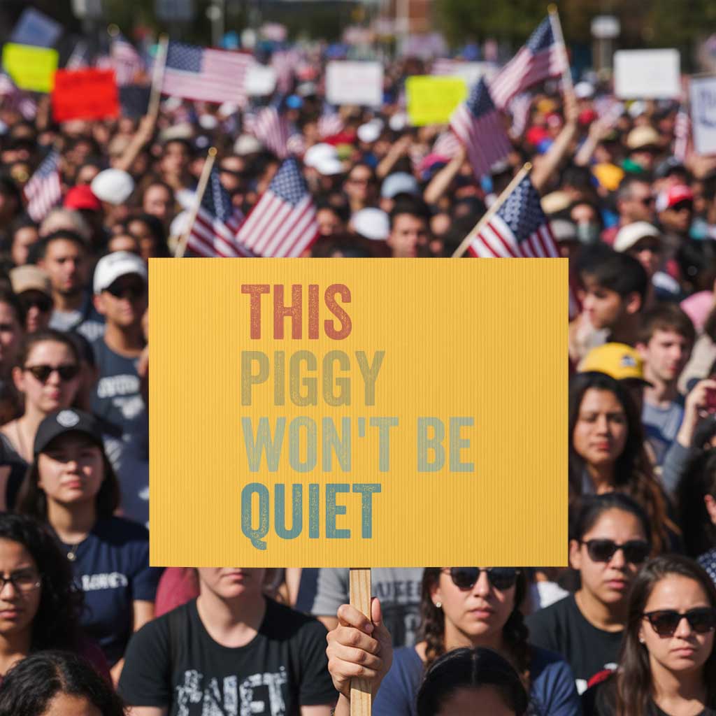 Funny This Piggy Wont Be Quiet Protest Sign Pig Political Humor TS11 Horizontal 18