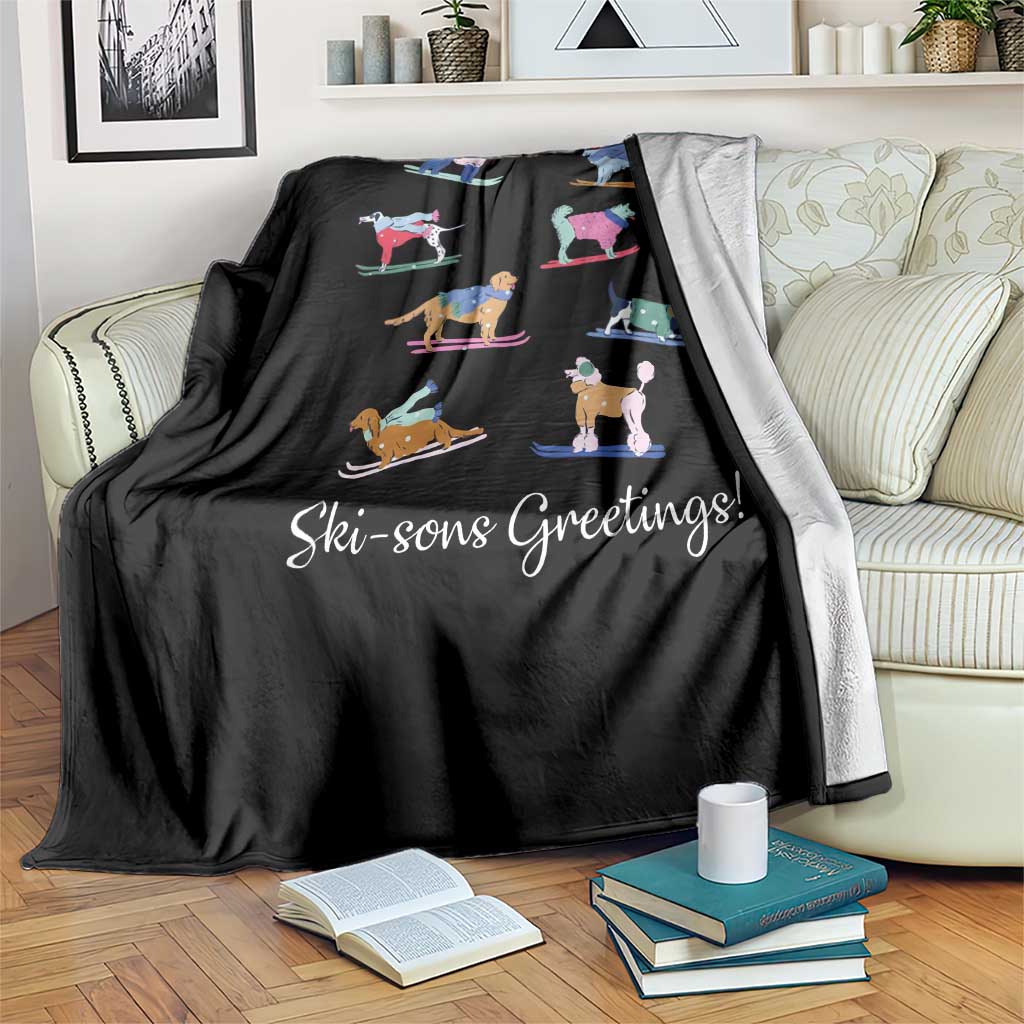 Funny Skiing Dog Throw Blanket Ski Sons Greetings Ski Winter Sport TS11 Print Your Wear