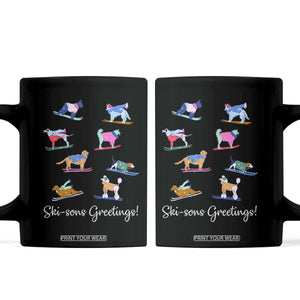 Funny Skiing Dog Coffee Mug Ski Sons Greetings Ski Winter Sport TS11 Black Print Your Wear