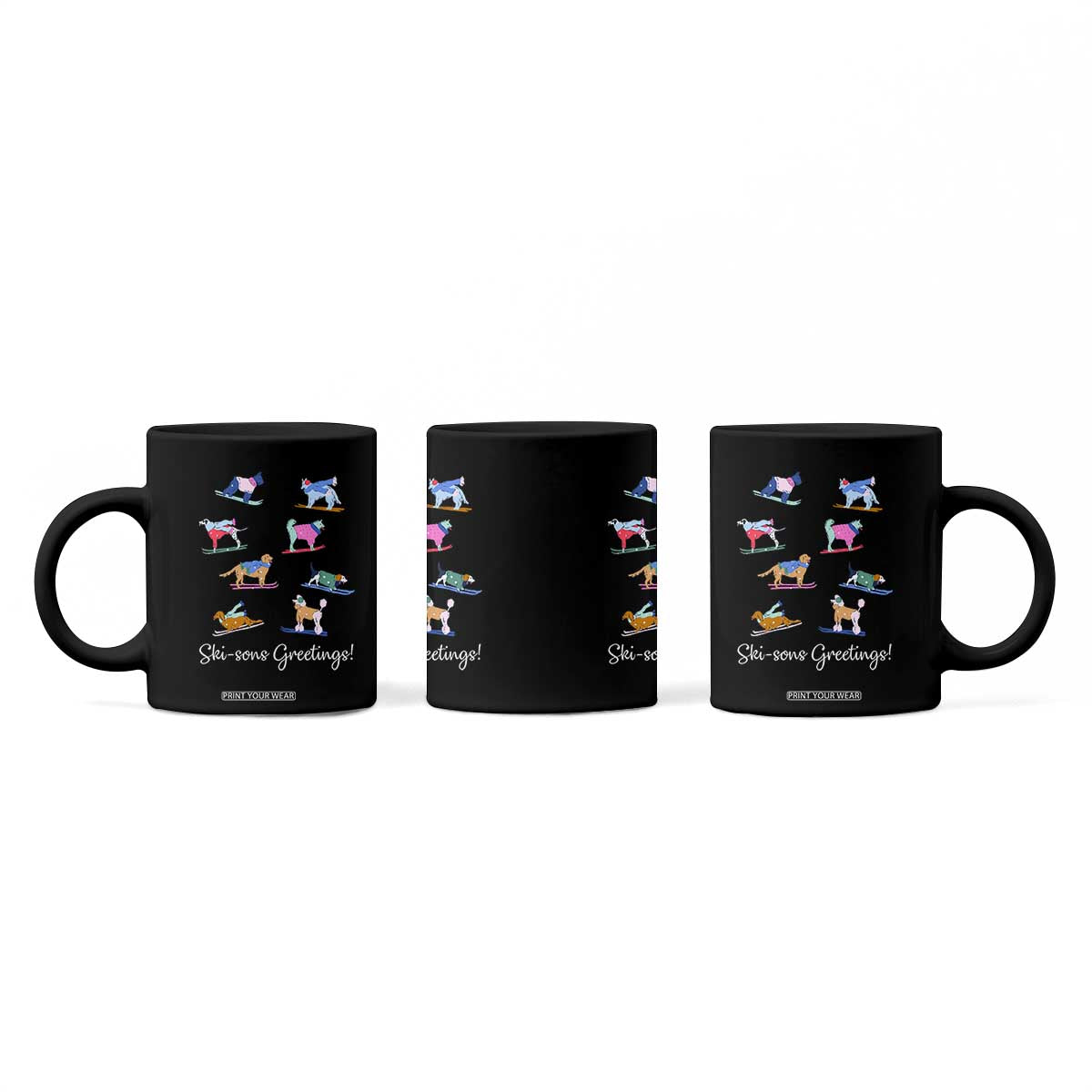 Funny Skiing Dog Coffee Mug Ski Sons Greetings Ski Winter Sport TS11 Print Your Wear