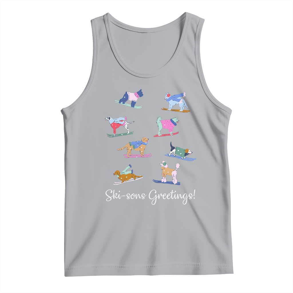 Funny Skiing Dog Tank Top Ski Sons Greetings Ski Winter Sport TS11 Athletic Heather Print Your Wear