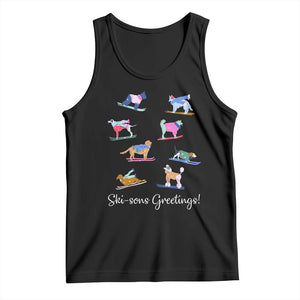 Funny Skiing Dog Tank Top Ski Sons Greetings Ski Winter Sport TS11 Black Print Your Wear
