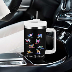 Funny Skiing Dog Tumbler With Handle Ski Sons Greetings Ski Winter Sport TS11 Print Your Wear