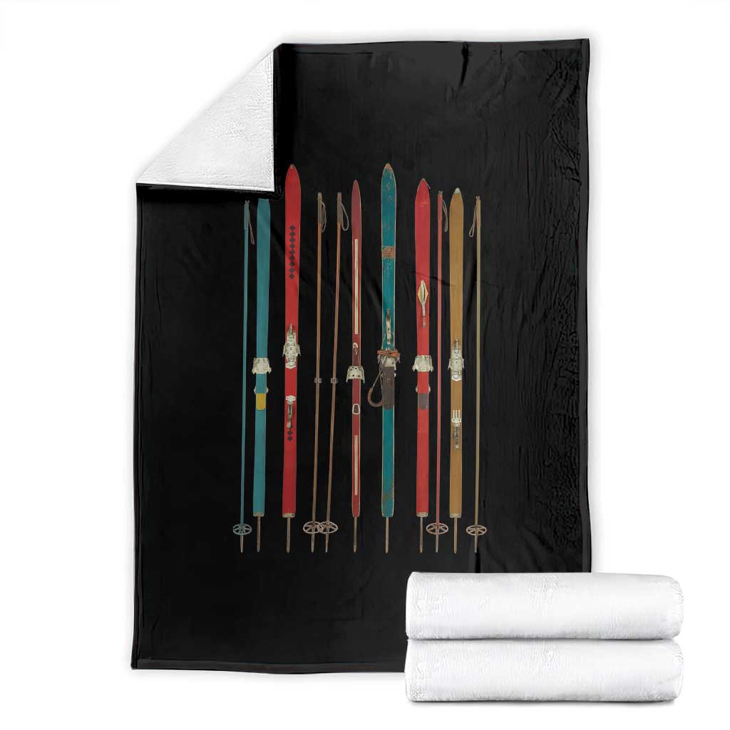 Vintage Skiblades Skiboards Skiing Ski Season Winter Sport Throw Blanket TS11 Black Print Your Wear