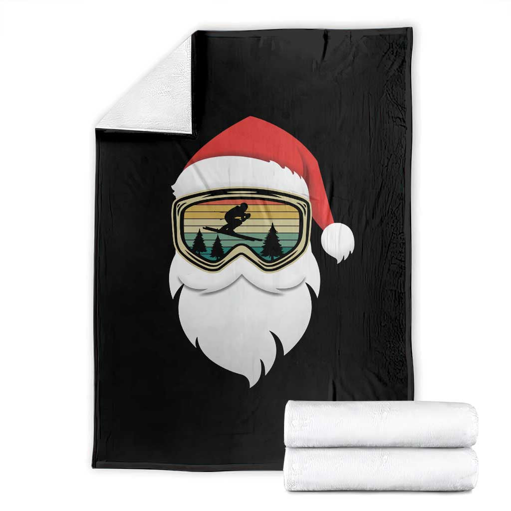 Funny Ski Christmas Winter Sport Skiing Santa Hat Throw Blanket TS11 Black Print Your Wear