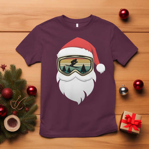 Funny Ski Christmas Winter Sport Skiing Santa Hat T Shirt TS11 Maroon Print Your Wear