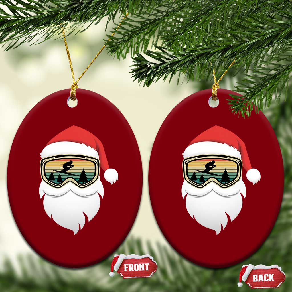 Funny Ski Christmas Winter Sport Skiing Santa Hat Ceramic Ornament TS11 Print Your Wear