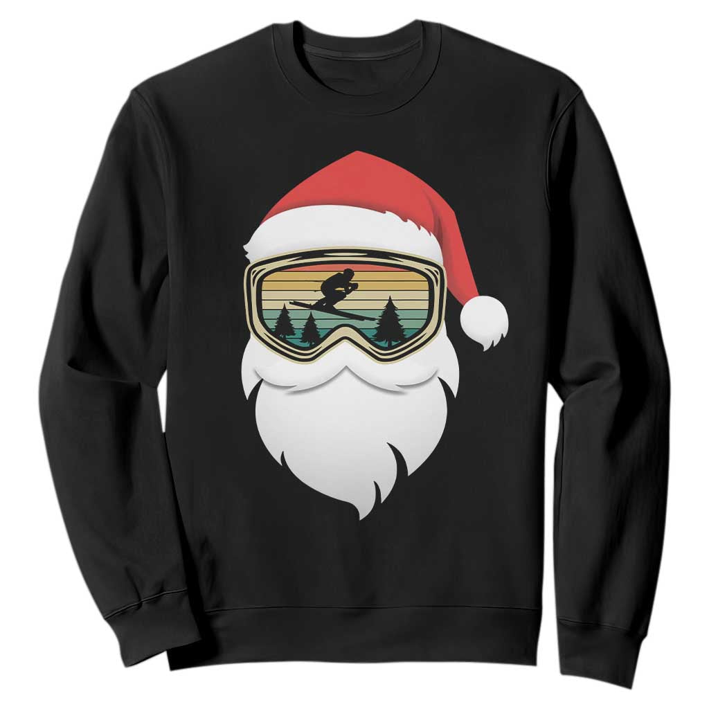 Funny Ski Christmas Winter Sport Skiing Santa Hat Sweatshirt TS11 Black Print Your Wear