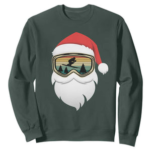 Funny Ski Christmas Winter Sport Skiing Santa Hat Sweatshirt TS11 Dark Forest Green Print Your Wear