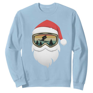 Funny Ski Christmas Winter Sport Skiing Santa Hat Sweatshirt TS11 Light Blue Print Your Wear