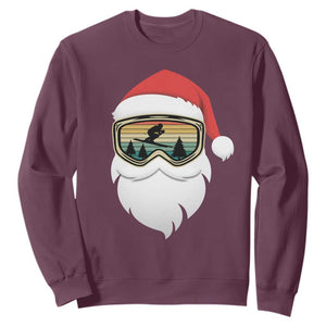 Funny Ski Christmas Winter Sport Skiing Santa Hat Sweatshirt TS11 Maroon Print Your Wear