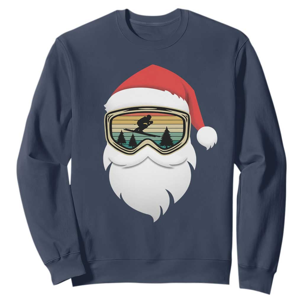 Funny Ski Christmas Winter Sport Skiing Santa Hat Sweatshirt TS11 Navy Print Your Wear