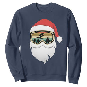 Funny Ski Christmas Winter Sport Skiing Santa Hat Sweatshirt TS11 Navy Print Your Wear