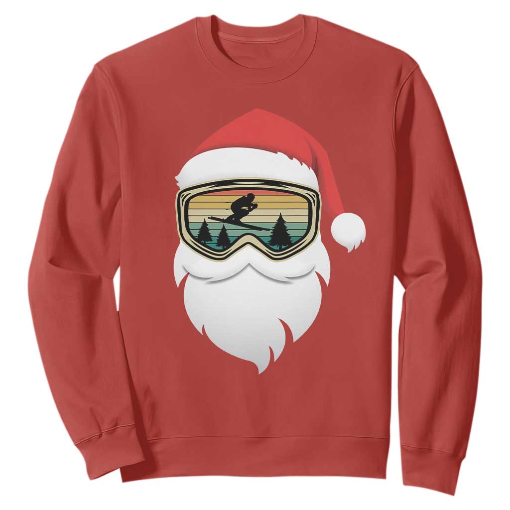 Funny Ski Christmas Winter Sport Skiing Santa Hat Sweatshirt TS11 Red Print Your Wear