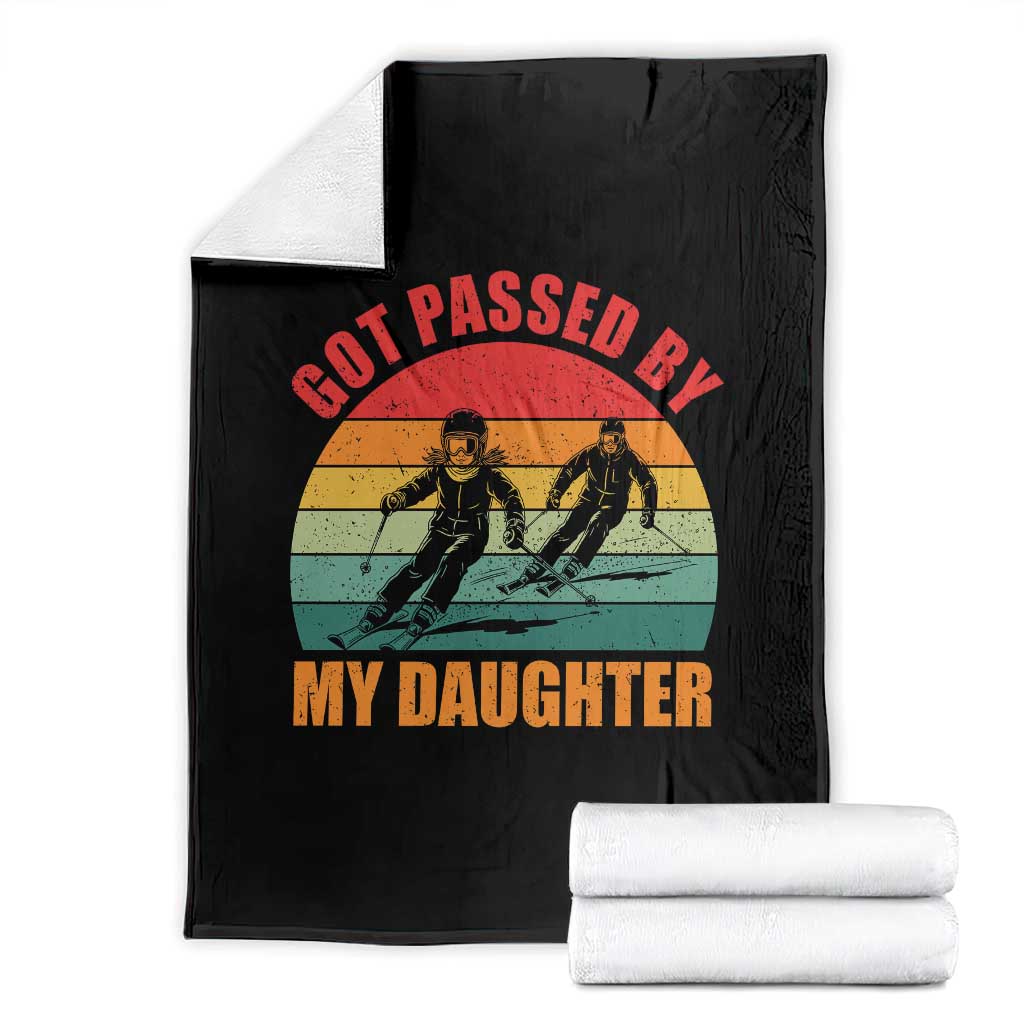 Funny Skiing Ski Dad Throw Blanket Got Passed By My Daughter Retro Vintage TS11 Black Print Your Wear