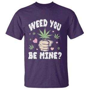 Funny Valentine's Day Weed You Be Mine T Shirt Cannabis Marijuana Hearts TS11 Purple Print Your Wear