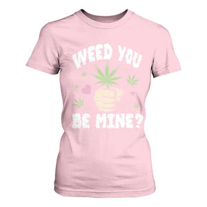 Funny Valentine's Day Weed You Be Mine T Shirt For Women Cannabis Marijuana Hearts TS11 Light Pink Print Your Wear