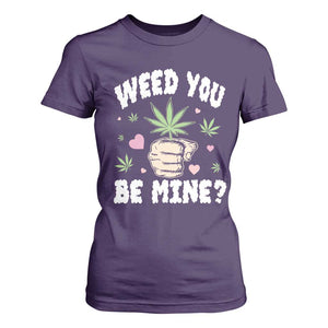 Funny Valentine's Day Weed You Be Mine T Shirt For Women Cannabis Marijuana Hearts TS11 Purple Print Your Wear