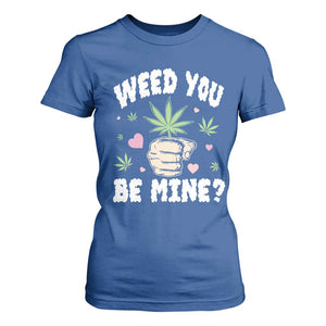 Funny Valentine's Day Weed You Be Mine T Shirt For Women Cannabis Marijuana Hearts TS11 Royal Blue Print Your Wear