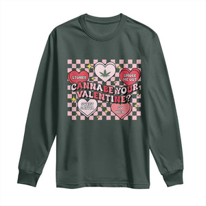 Funny Valentine's Day Weed Cannabis Marijuana Long Sleeve Shirt Cannabe Your Valentine Heart TS11 Dark Forest Green Print Your Wear