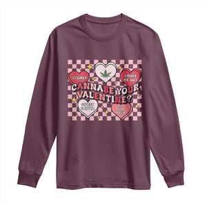 Funny Valentine's Day Weed Cannabis Marijuana Long Sleeve Shirt Cannabe Your Valentine Heart TS11 Maroon Print Your Wear