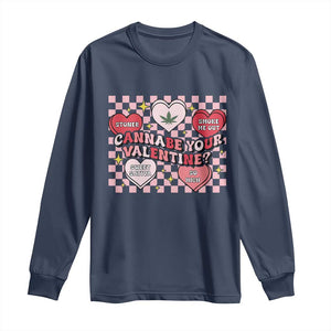 Funny Valentine's Day Weed Cannabis Marijuana Long Sleeve Shirt Cannabe Your Valentine Heart TS11 Navy Print Your Wear