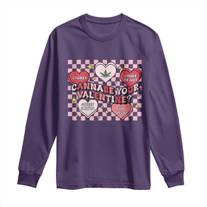 Funny Valentine's Day Weed Cannabis Marijuana Long Sleeve Shirt Cannabe Your Valentine Heart TS11 Purple Print Your Wear