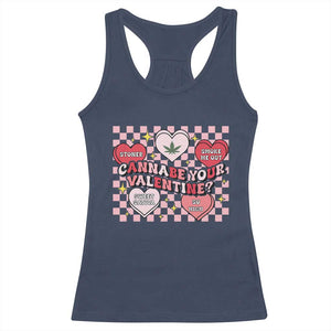 Funny Valentine's Day Weed Cannabis Marijuana Racerback Tank Top Cannabe Your Valentine Heart TS11 Navy Print Your Wear