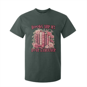 Funny Books Are My Love Language T Shirt For Kid Book Lovers Valentine's Day TS11 Dark Forest Green Print Your Wear