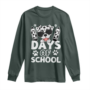 Funny 101 Days Of School Dalmatian Dog Long Sleeve Shirt 100th Day Of School TS11 Dark Forest Green Print Your Wear