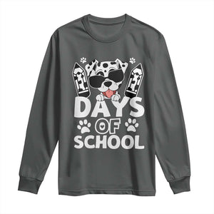 Funny 101 Days Of School Dalmatian Dog Long Sleeve Shirt 100th Day Of School TS11 Dark Heather Print Your Wear